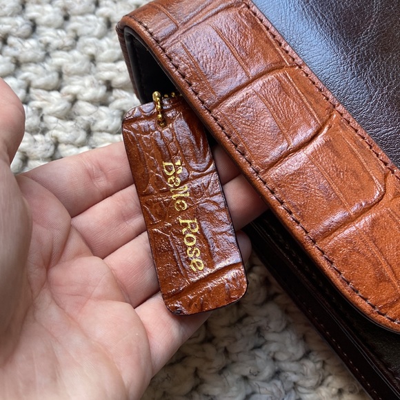 Vintage Belle Rose Leather Small Briefcase Purse - Picture 9 of 17